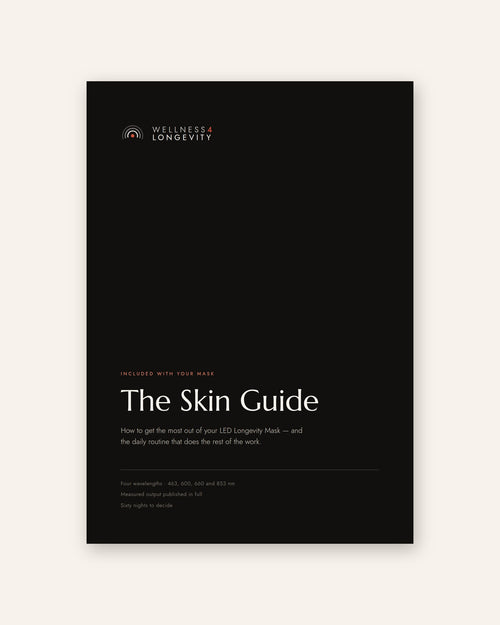 Cover of The Skin Guide, the free PDF included with the LED Longevity Mask