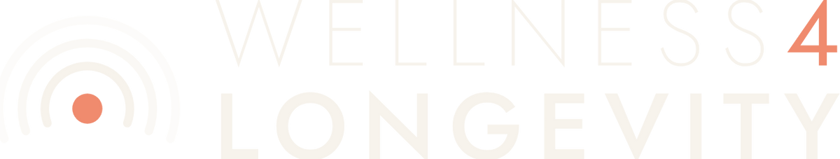 Wellness4Longevity stacked logo for dark backgrounds